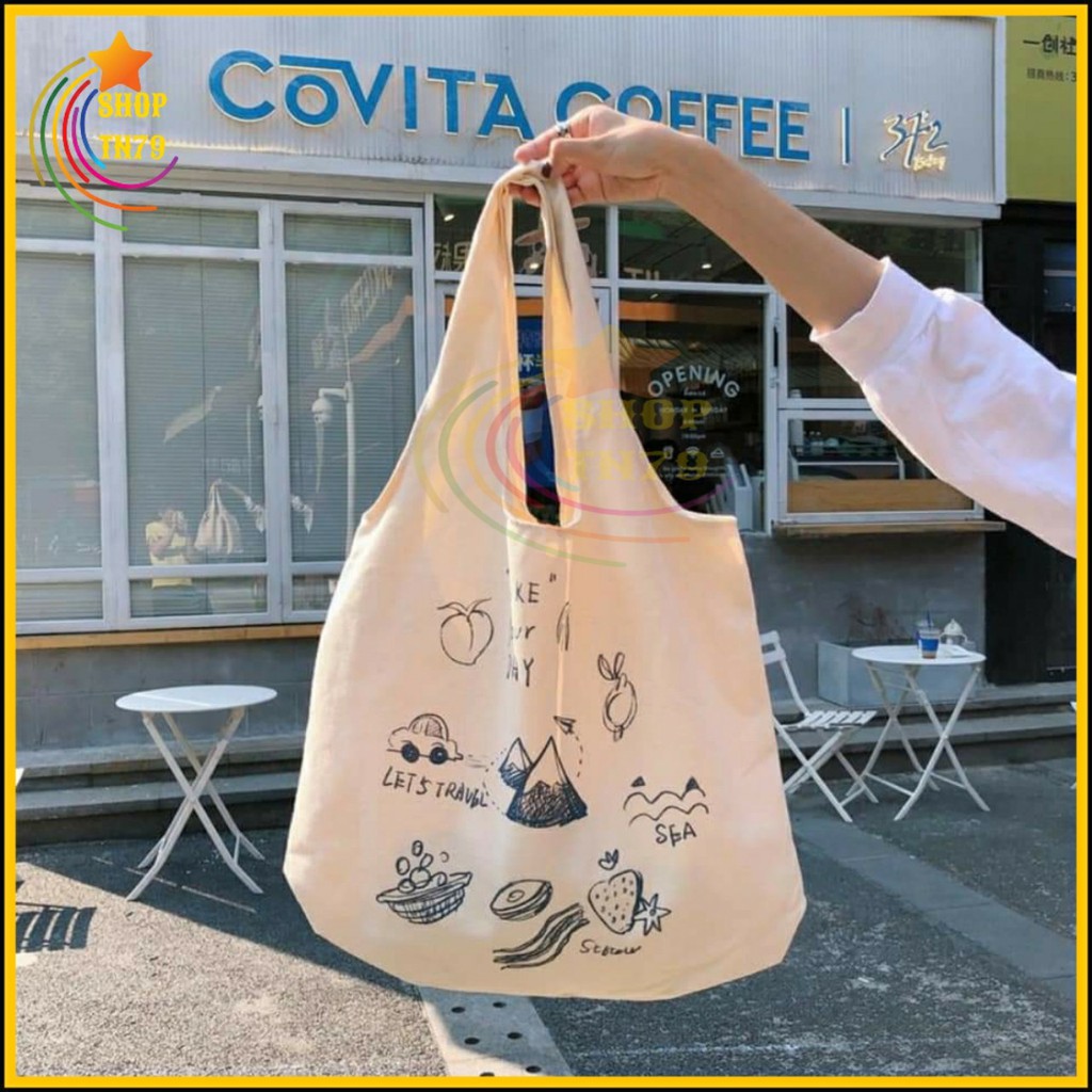 Túi đeo vai thời trang vải canvas mềm loại to đi hoc , đi chơi , đi làm đều rất đẹp - MAKE YOUR