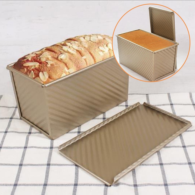 Khuôn Nướng Bánh Mì Có Nắp Trượt Chống Dính Hình Chữ Nhật