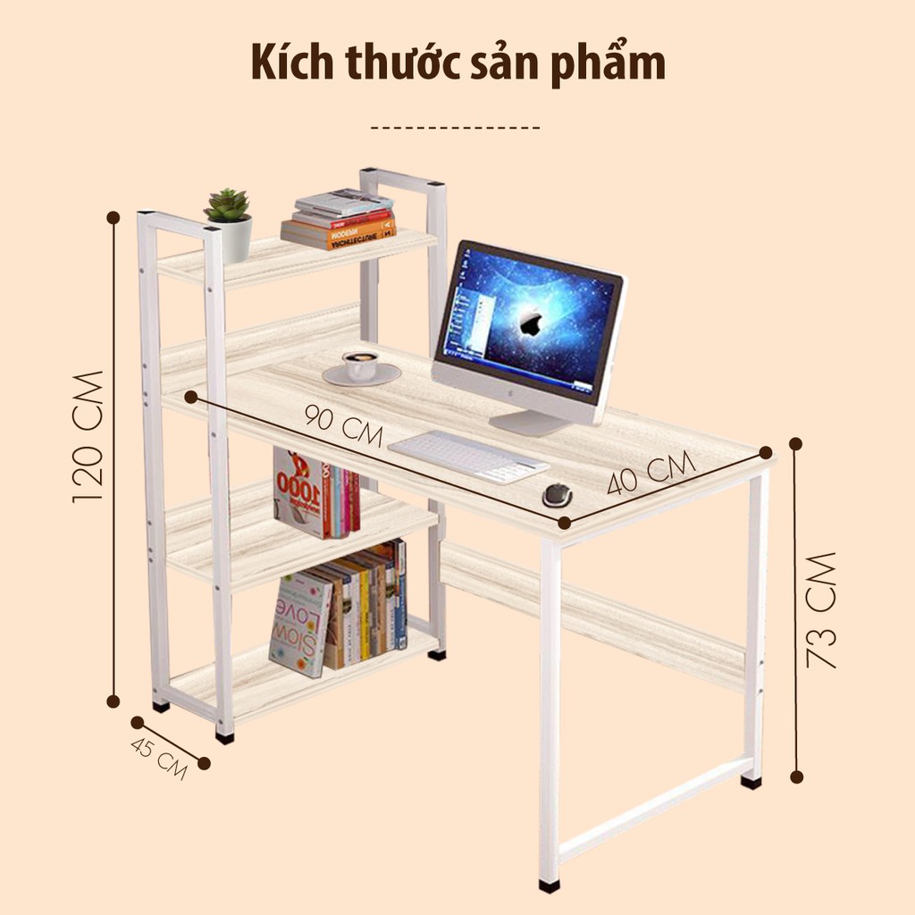 BG Bàn làm việc học tập kèm kệ sách đa năng Mẫu T9010 siêu tiện lợi D100XR50X120 CM