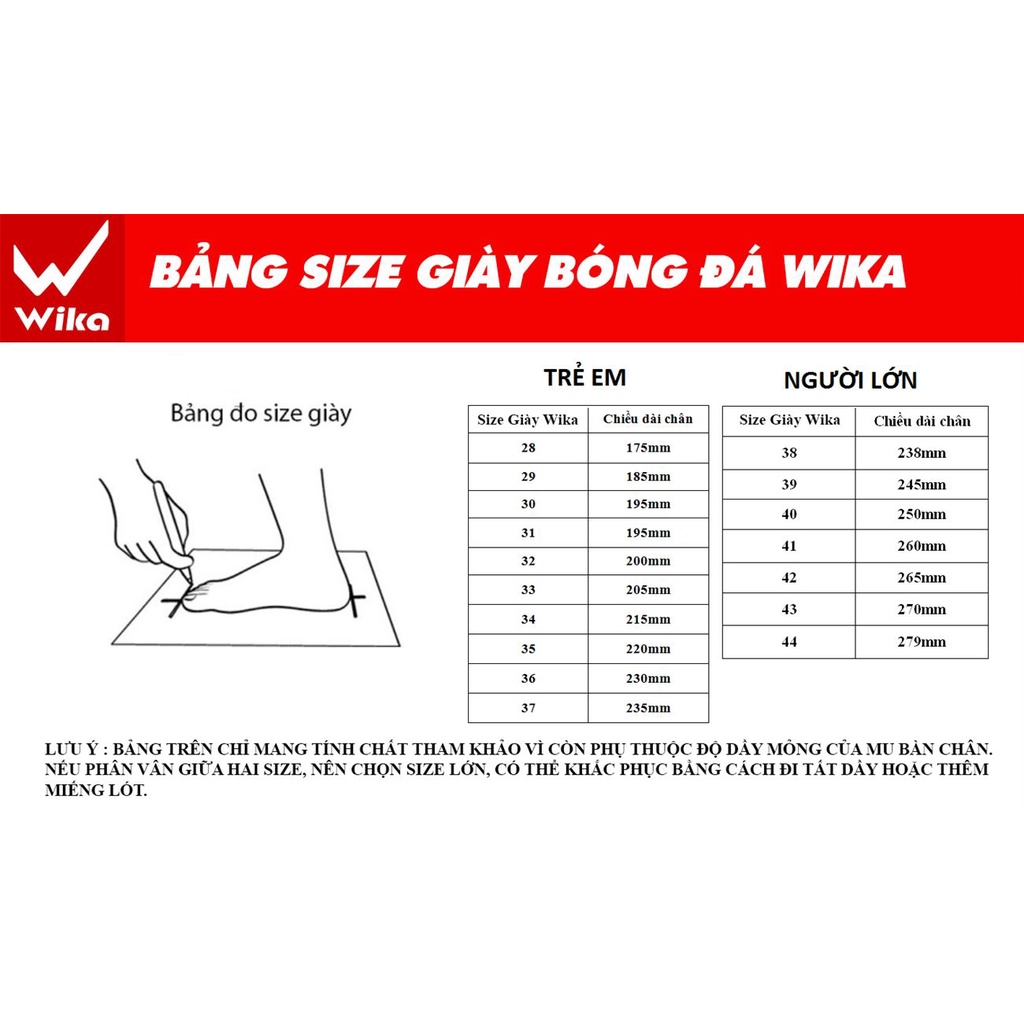 Giày Đá Bóng Wika CP10 Chính Hãng, Giày Đá Banh Sân Cỏ Nhân Tạo Công Phượng Tặng Tất Chống Trơn và Tất Ống ĐồngWika Đồng