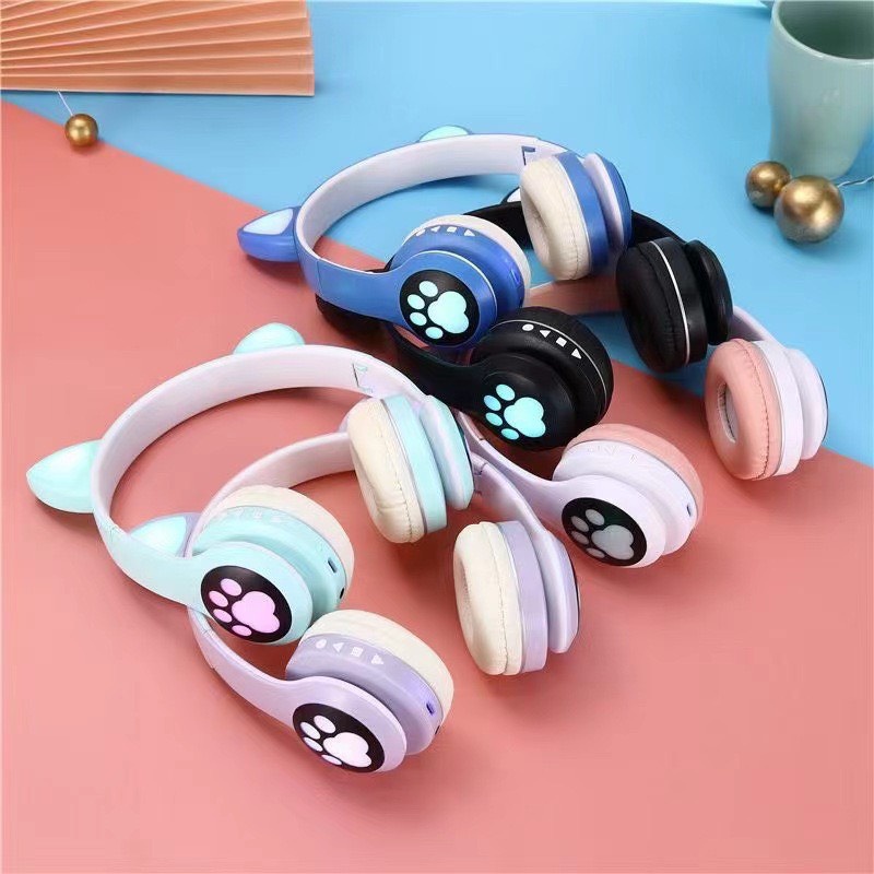 [Kèm Quà] Tai Nghe Mèo Kết Nối Bluetooth Chụp Tai,Headphone Tai Mèo Dễ Thương Có Mic,Âm Bass Mạnh Mẽ[Bảo Hành 12thán]