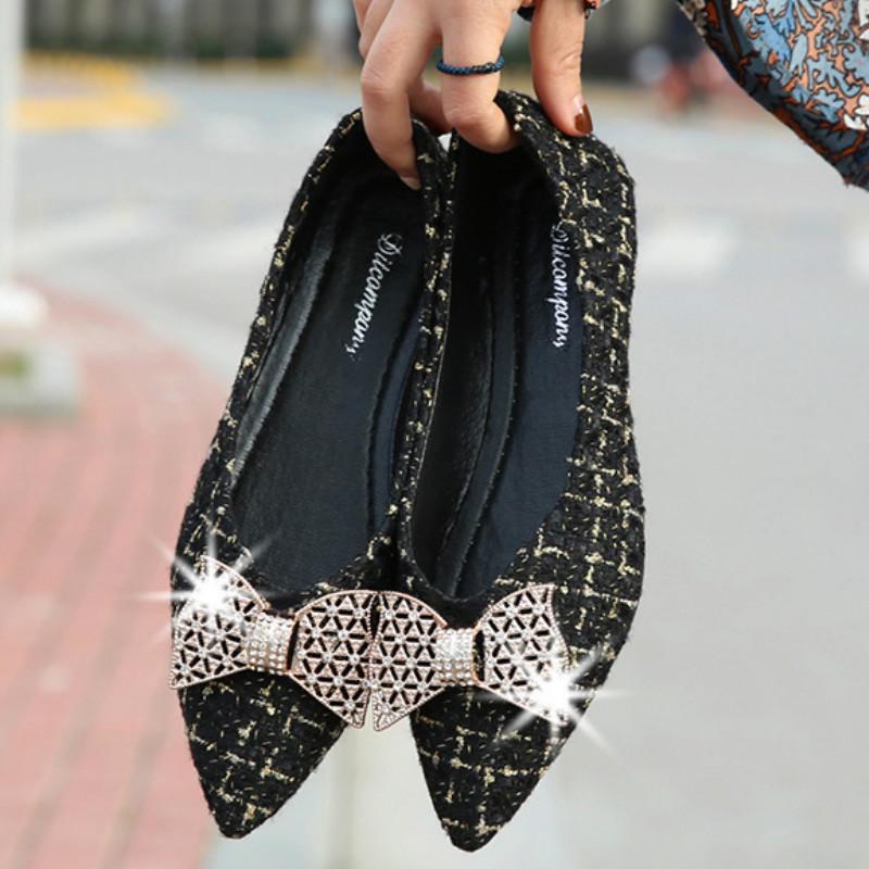 Giày Búp Bê Đính Đá Thiết Kế Mới Thời Trang Theo Phong Cách Hàn Quốc Cho Nữ