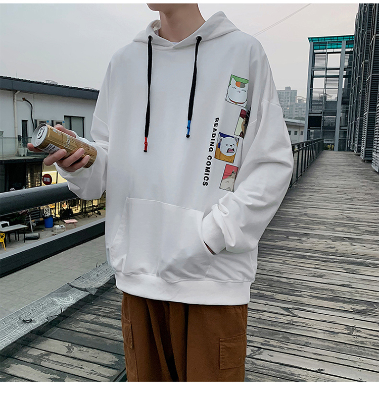 Áo hoodie form rộng họa tiết hoạt hình kiểu dáng năng động thời trang cho nam | BigBuy360 - bigbuy360.vn