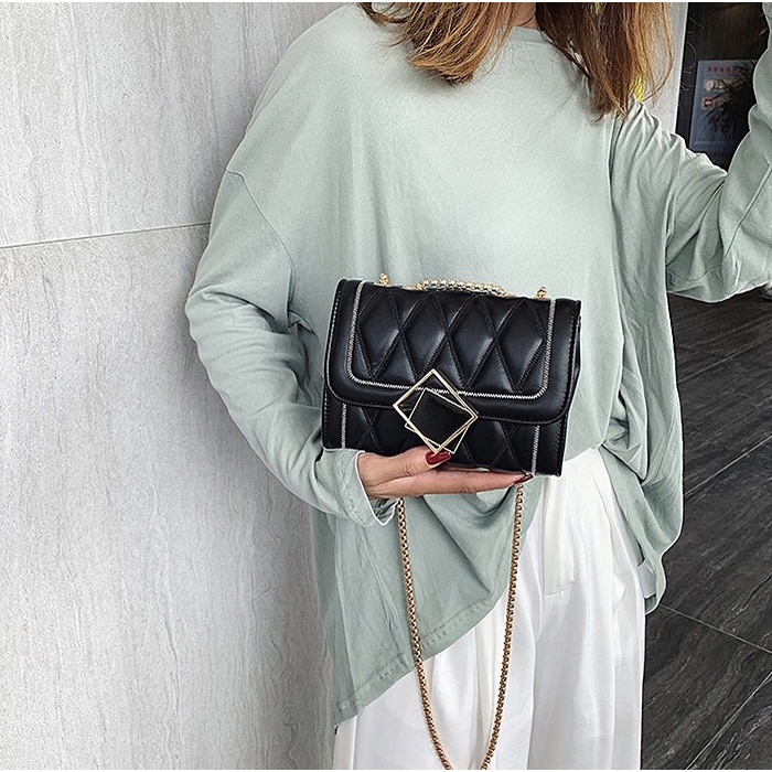 Túi xách nữ túi đeo chéo dây xích mirror khóa gương lệch phong cách trẻ trung giá rẻ