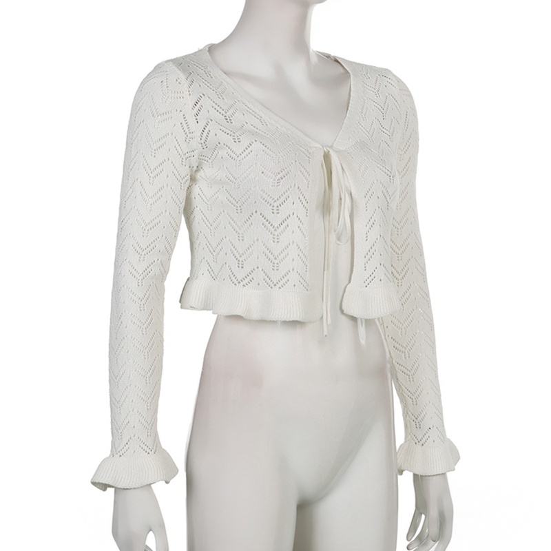 Áo Croptop Dệt Kim Tay Dài Chống Nắng Thời Trang Cho Nữ