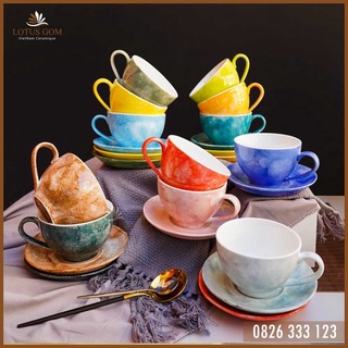 Cốc Cafe Capuchino Kèm Đĩa - [250ml SIÊU TO KHỔNG lỒ]