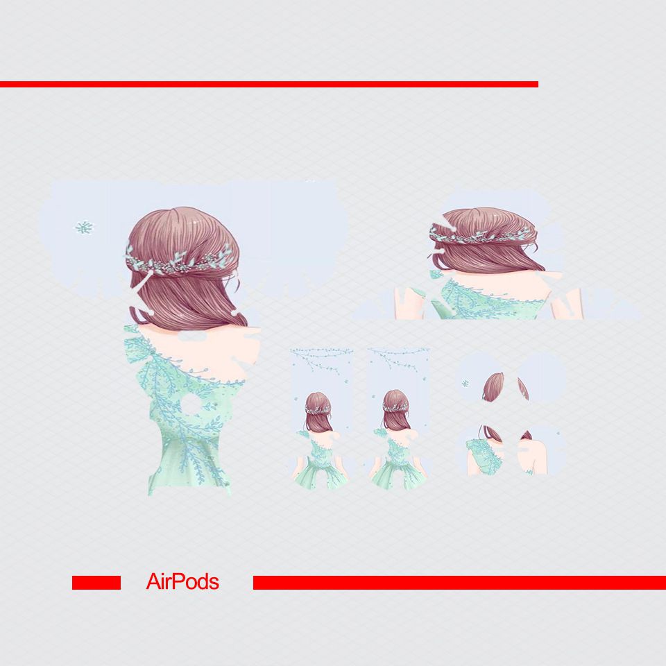 Miếng dán skin cho AirPods in hình Cô gái váy xanh - Gin007 (AirPods 1 và 2)