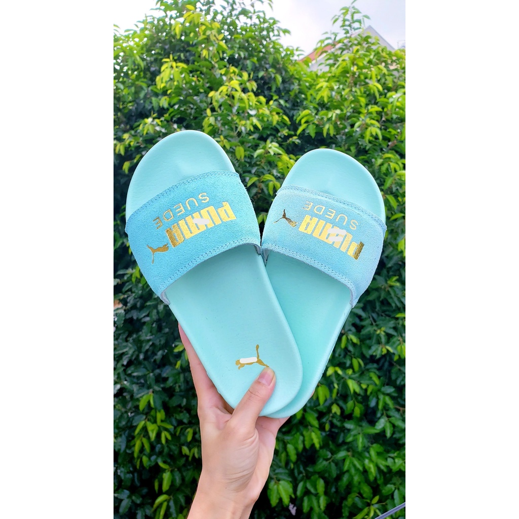 Dép unisex 𝐌𝐋𝐁 𝙋𝙐𝙈𝘼 da lộn chữ dập nổi êm chân nam nữ 36-40