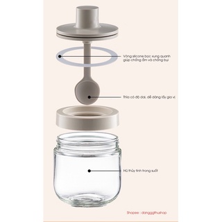 Bộ hũ đựng gia vị thuỷ tinh, lọ đựng gia vị có thìa