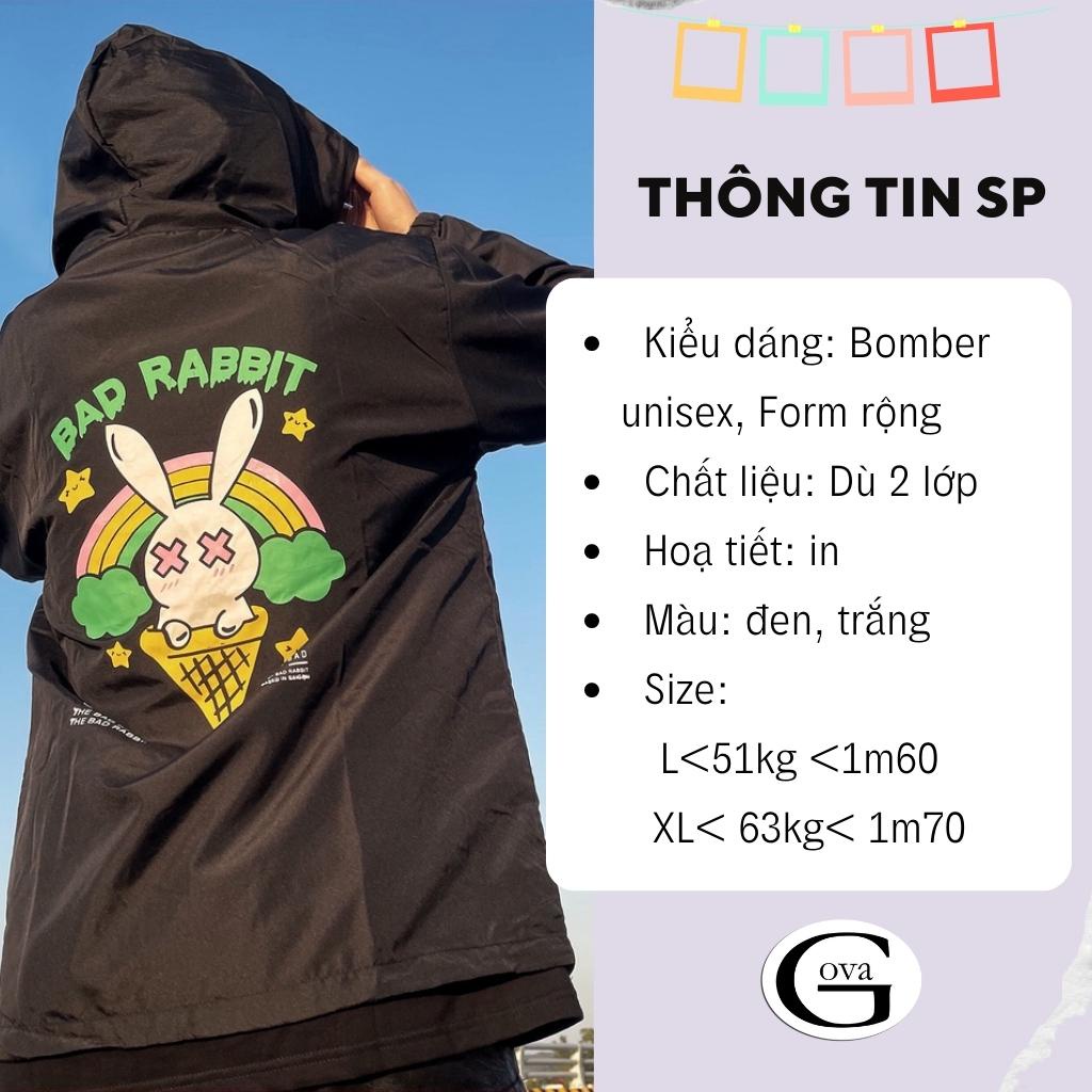 Áo khoác dù BAD RABBIT nam nữ form rộng Unisex 2 lớp Chống Nắng Siêu Hot ulzzang Jacket Bomber GOVA