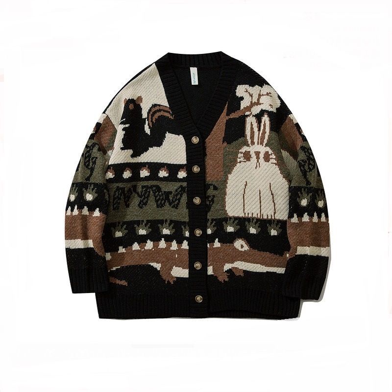Áo Khoác Cardigan Dệt Kim Dáng Rộng Thời Trang Xuân Thu 4 Kiểu Retro Cho Nam Giới Có Size M-3Xl