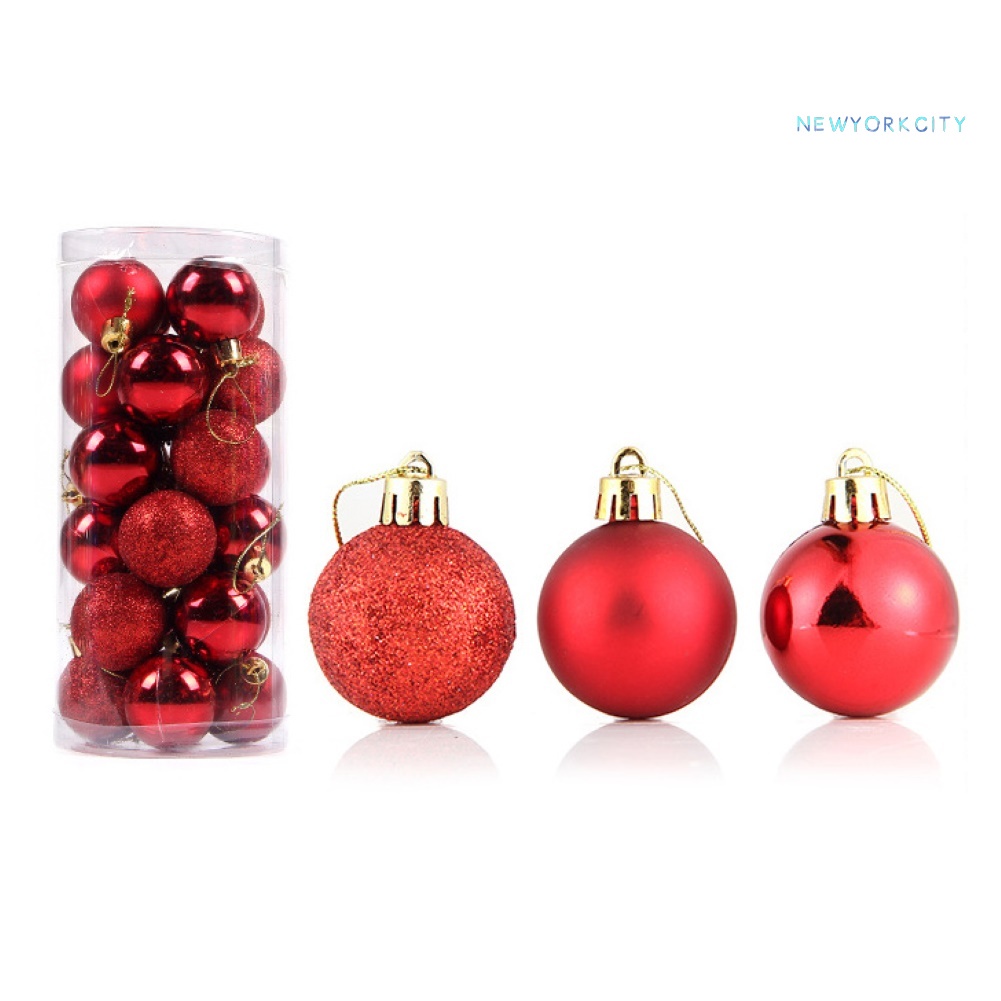 Set 24 quả châu 4/6/8cm trang trí cây thông Noel