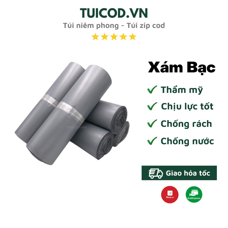 Cuộn 100 Túi Gói Hàng Màu Bạc, Túi Đóng Hàng Tự Dính Bạc Giá Xưởng