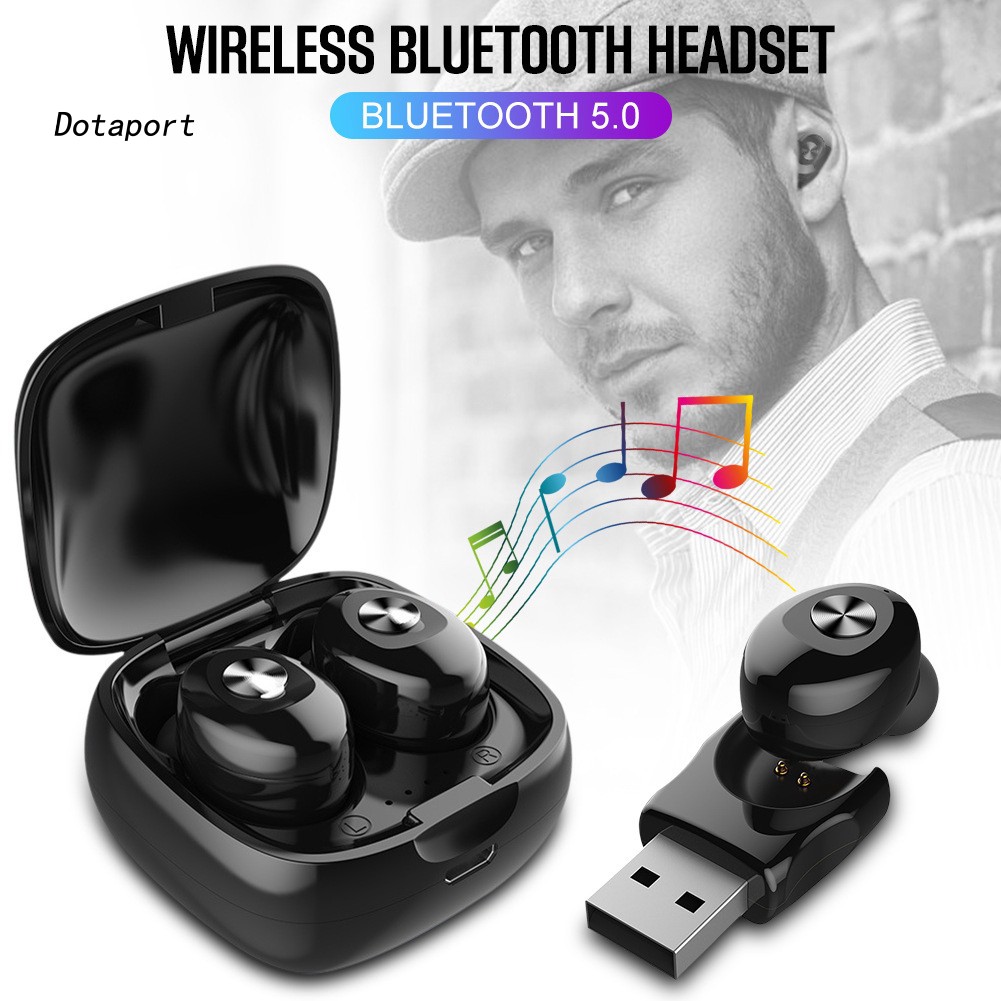 Set tai nghe bluetooth không dây 3D stereo V5.0 chống thấm nước kèm phụ kiện