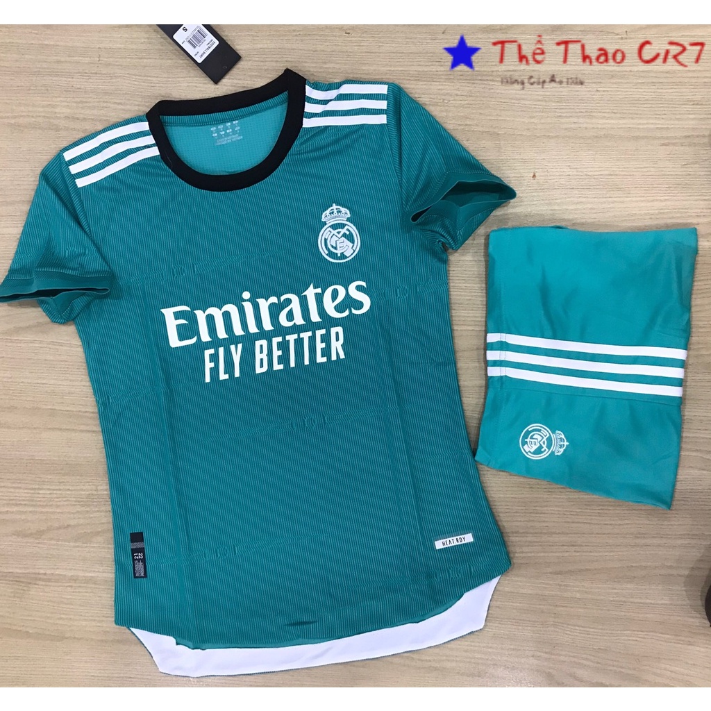 Áo bóng đá-Áo Đá Banh CLB Real Madrid- Mẫu Xanh 2022 Mới -Vải Polyeste Siêu Thoáng-Siêu Bền