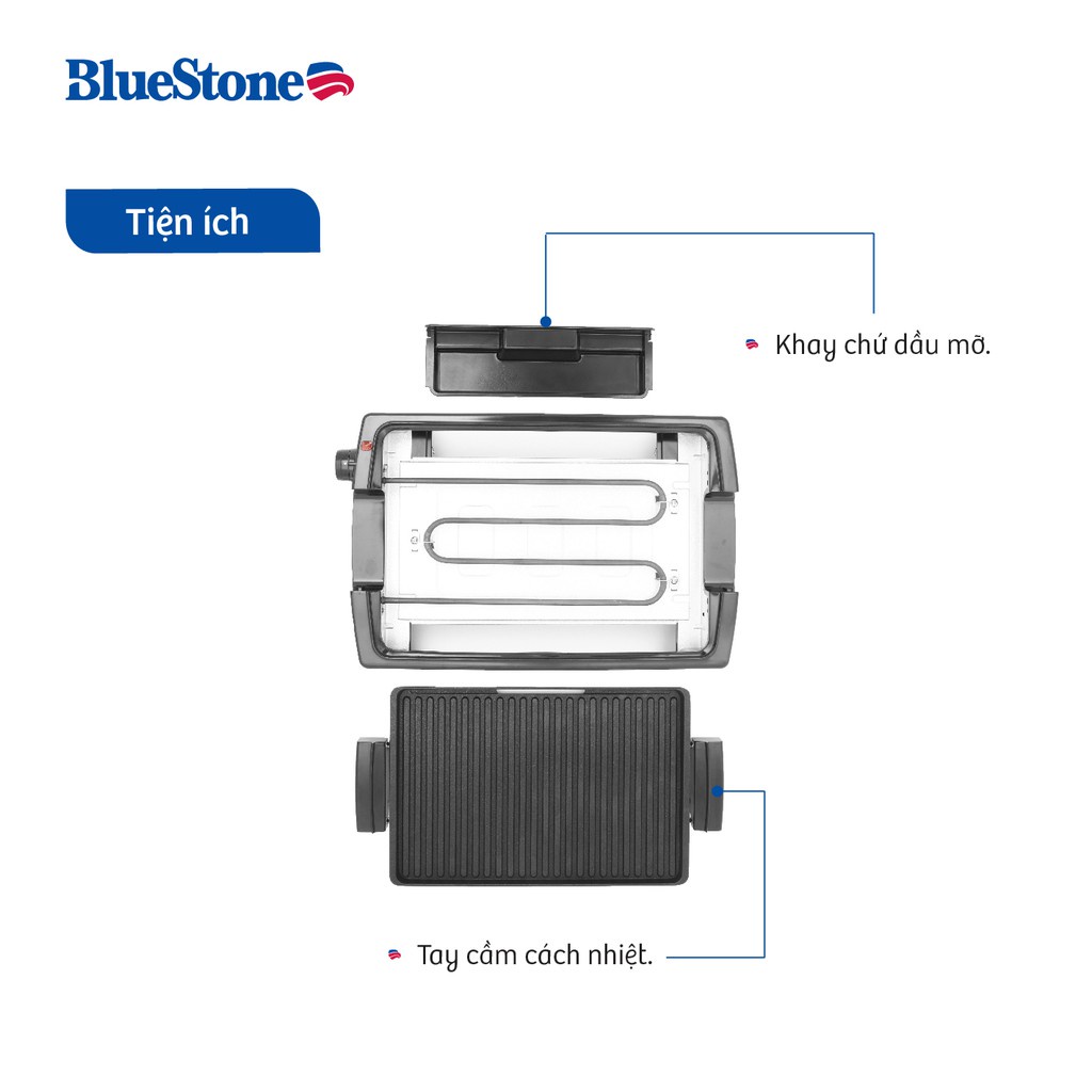 Vỉ nướng điện BlueStone EGB7418 Công Suất 1500W BẢO HÀNH CHÍNH HÃNG