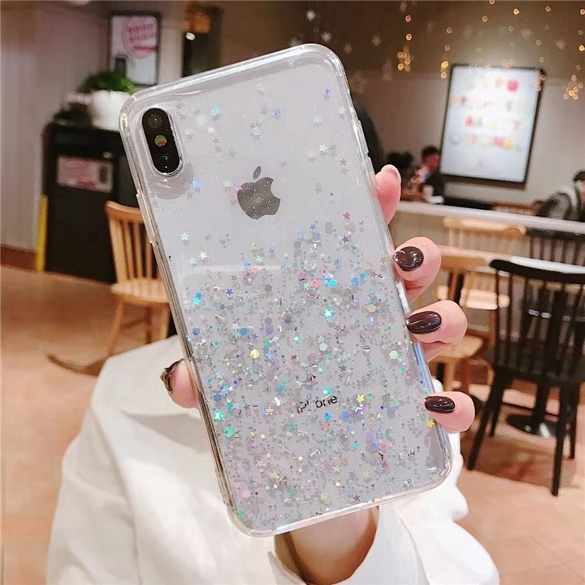Ốp điện thoại mềm trong suốt phối kim tuyến lấp lánh xinh xắn cho iPhone 6 6s 7 8 Plus X XS max XR 11 Pro Max | BigBuy360 - bigbuy360.vn