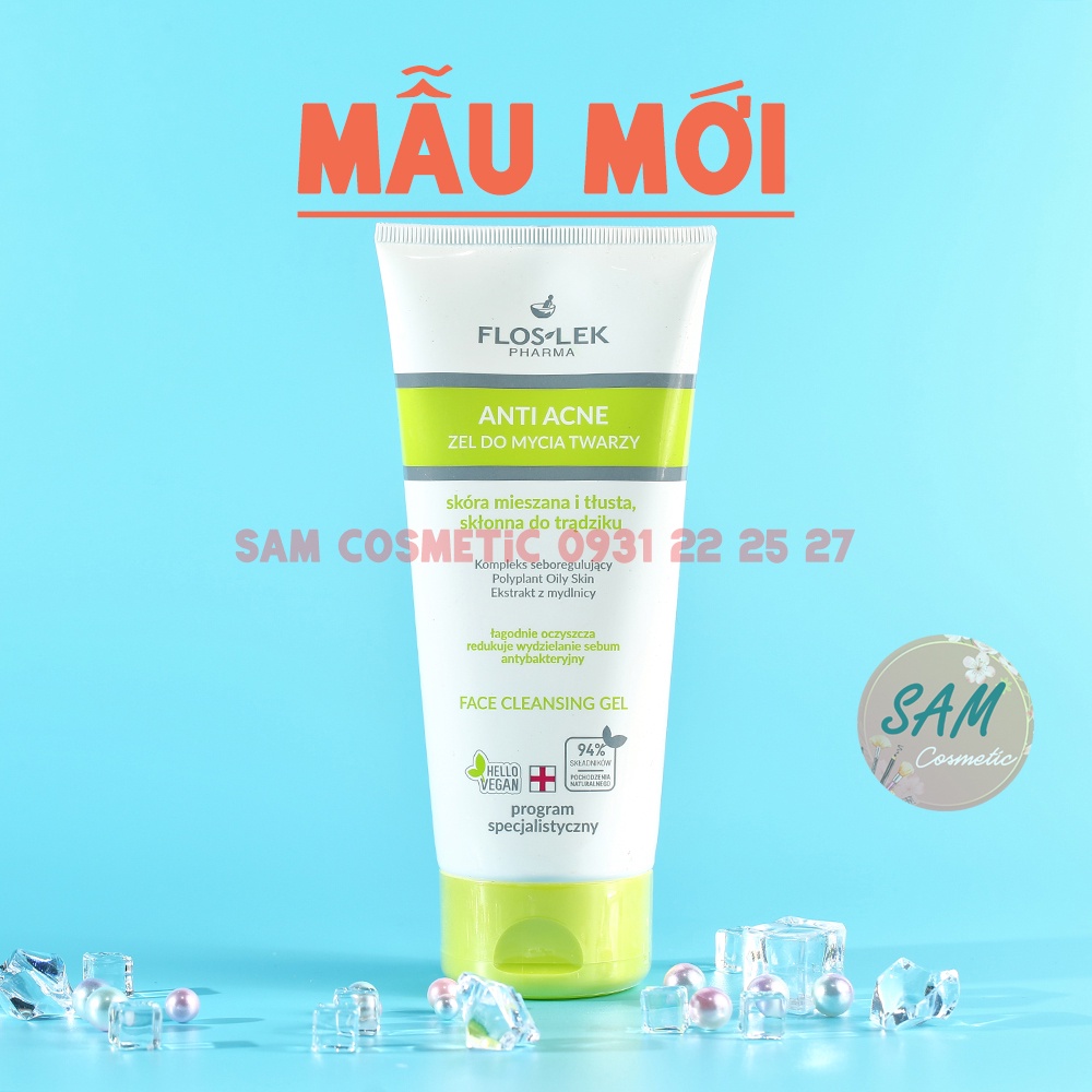 Sữa Rửa Mặt Floslek Anti Acne Bacterial Face Cleansing Gel Dành Cho Da Dầu Mụn.