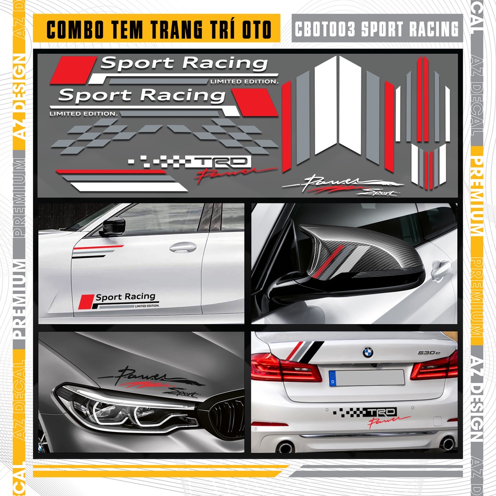 Tem Xe Ô Tô Đa Vị Trí Chủ Đề Sport Racing | CBOTO03 | Chống Nước - Chống Phai - Dễ Dán Tại Nhà