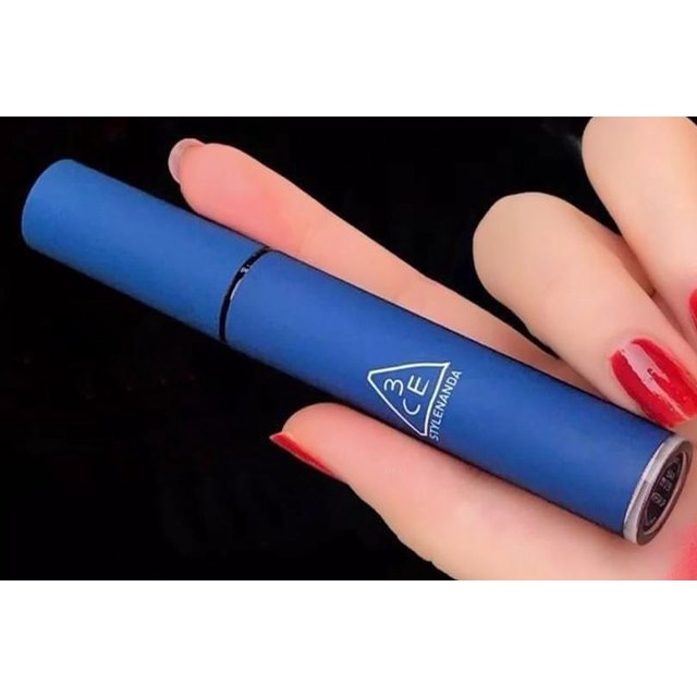 Son 3CE Xanh môi vỏ xanh siêu lì không trôi bóng giá rẻ   - Son môi 3CE