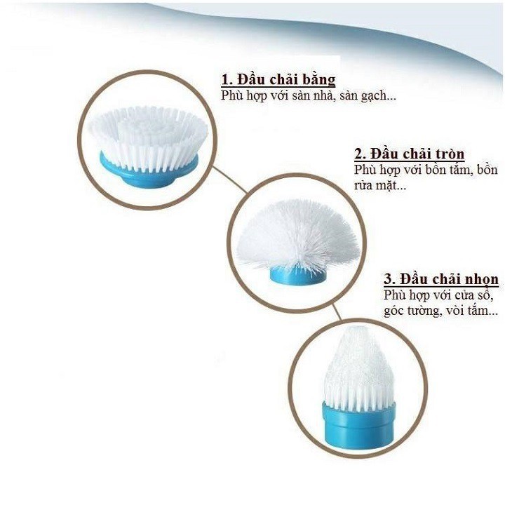 Chổi Điện Sạc Đa Năng 3 Đầu Thay Đổi Spin 300 RPM