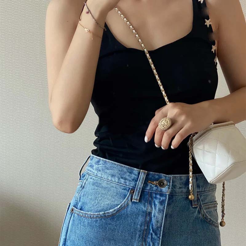 Túi Đeo JASMIN NOIR Chéo Họa Tiết Sọc Caro Phối Dây Xích Thời Trang Cho Nữ