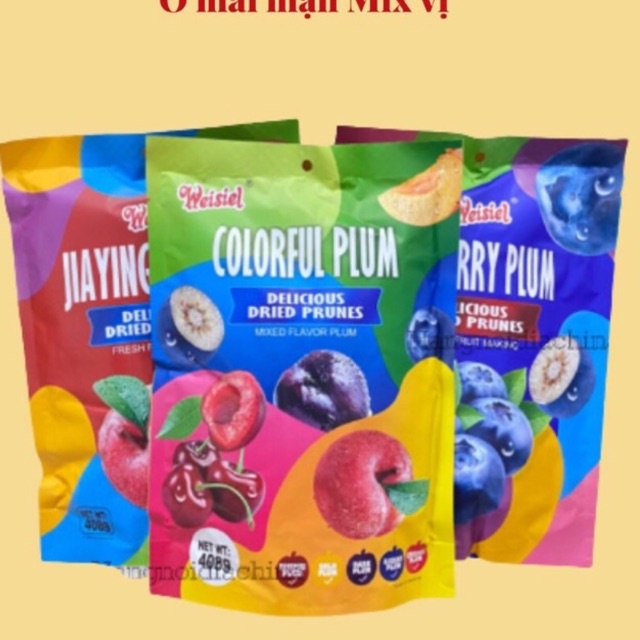 Ô mai hoa quả mix vị mận tím, mận đỏ, việt quất , cherry HONGKONG 408g