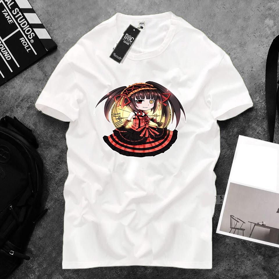 Áo thun Cotton Unisex - Nhân vật Tokisaki Kurumi - Chibi - Tokisaki Kurumi xinh xắn