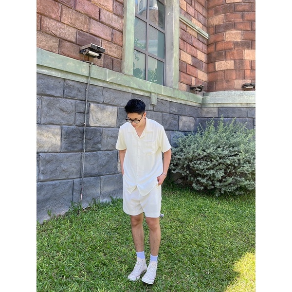 Set sơmi trắng Blanc + quần short trắng Blaziee
