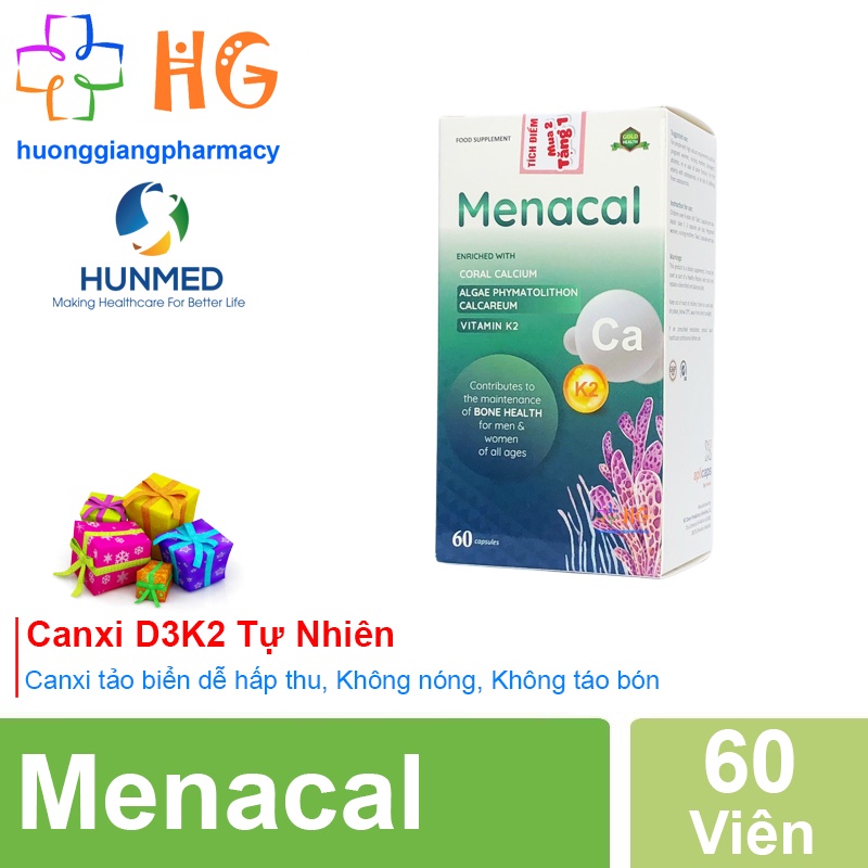 Aplicaps menacal canxi hữu cơ cho bà bầu Canxi d3 k2 mk7 Vitamin sau sinh Vitamin bà bầu Calci bầu Hộp 60 viên