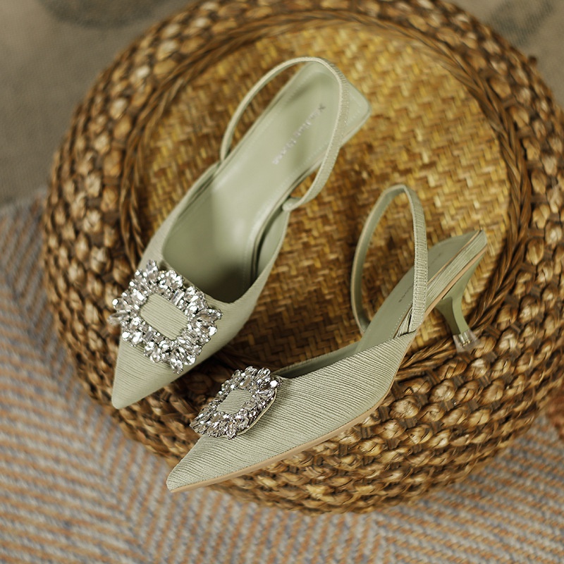 Giày Cao Gót Mũi Nhọn Đính Đá Phong Cách Pháp Thời Trang Mùa Hè Hàng Mới 2022 Dành Cho Bạn Nữ