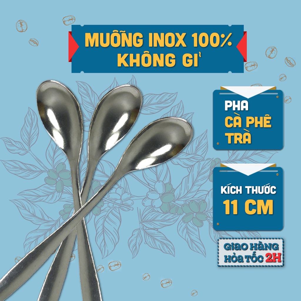 Muỗng inox 100% pha cà phê, trà, kích thước nhỏ 11cm, quà tặng từ Roplus Coffee