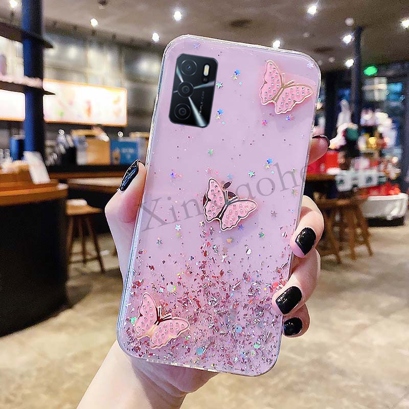 Ốp Điện Thoại Mềm Trong Suốt Hình Bướm Lấp Lánh Cho Xiaomi Redmi Note 11 11S 10 9 8 Redmi10 9A 9C 9T 11T Poco M3 M4 Pro F3