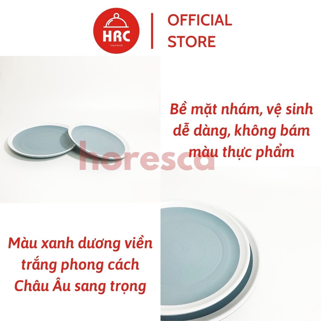 Bộ Đĩa Vuông Đĩa Tròn Nhựa Phíp Melamine Giả Gốm Sứ Màu Xanh Dương [SANG TRỌNG] Bộ Đĩa Lòng Sâu Phong Cách Châu Âu