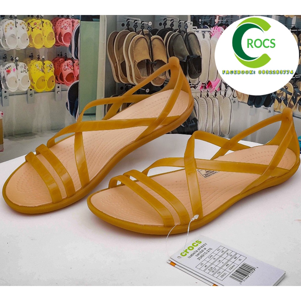 Giày sandal nhựa đi mưa chống hôi chân -Croslite-isabella-x cho nữ màu nâu