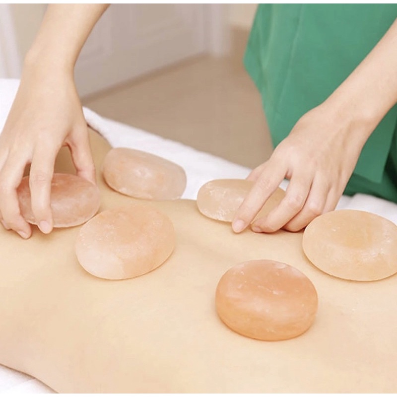 Đá muối tròn massage như ở spa- Đá muối Himalaya