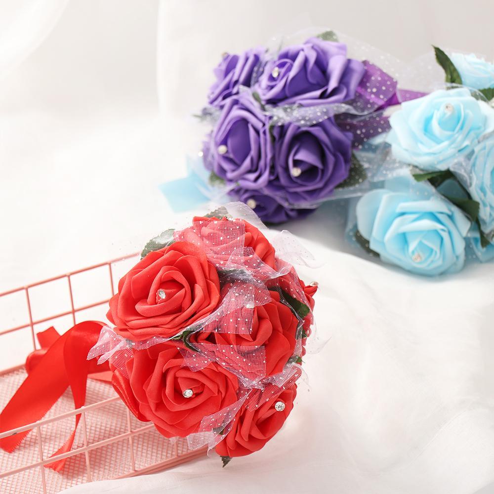 CONOPERY Bó Hoa Cầm Tay Bằng Lụa Phối Ren Lãng Mạn Cho Cô Dâu