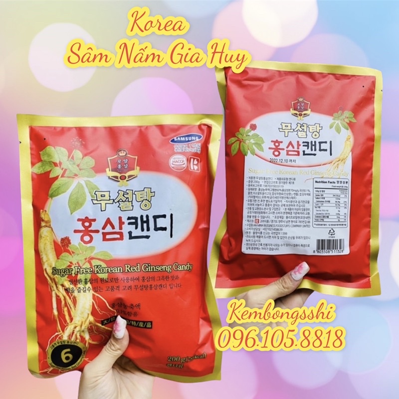 [HÀNG MỚI] Kẹo sâm không đường Hàn Quốc 200gr