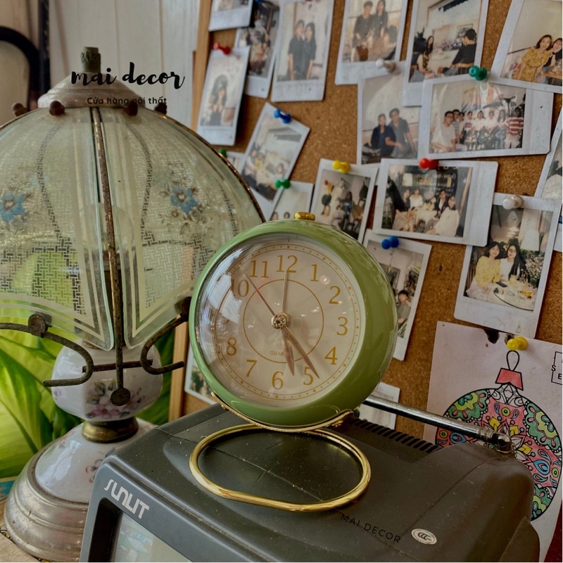 |Ảnh thật| Đồng hồ để bàn vintage, decor bàn học làm việc, tủ đầu giường