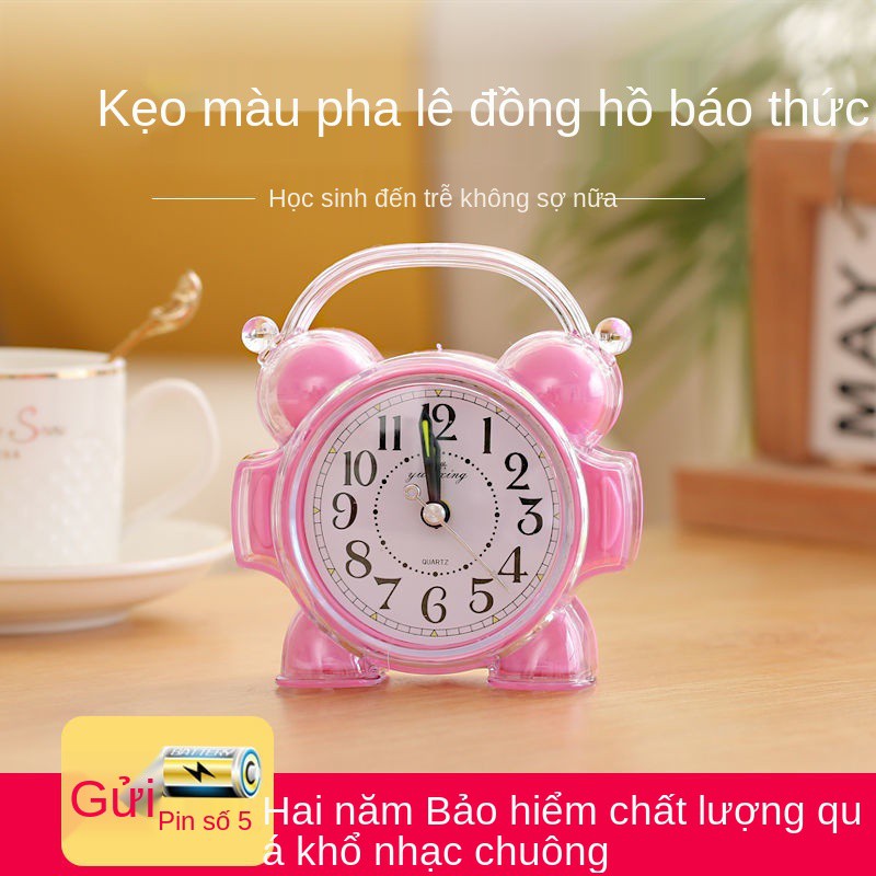 đồng hồ báo thức đầu giường học sinh pha lê đơn giản hoạt hình trẻ em đa chức năng nhỏ trường trung cơ sở lớn