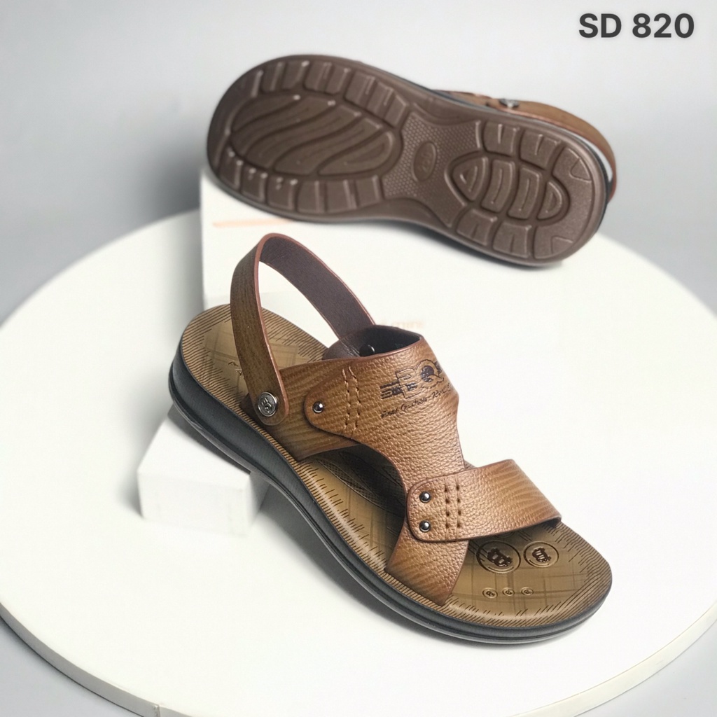 Sandal nam BQ ❤️FREESHIP❤️ Dép quai hậu trung niên da bò quai lật SD820