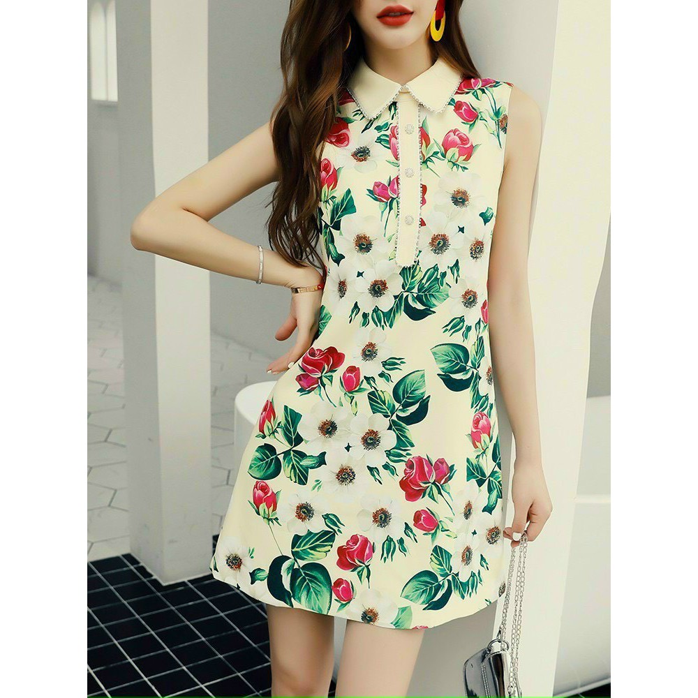 Đầm Hoa Có Cổ Cực Đẹp Nhập Khẩu Cao Cấp D&R