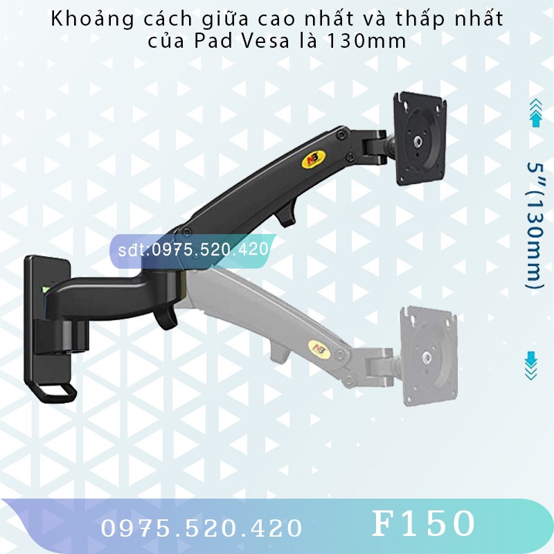 F150 / Giá Treo Màn hình gắn tường/ Tay treo/Arm màn hình gắn tường/ Lò xo thuỷ lực [Màn Hình 17&quot; - 32&quot;]