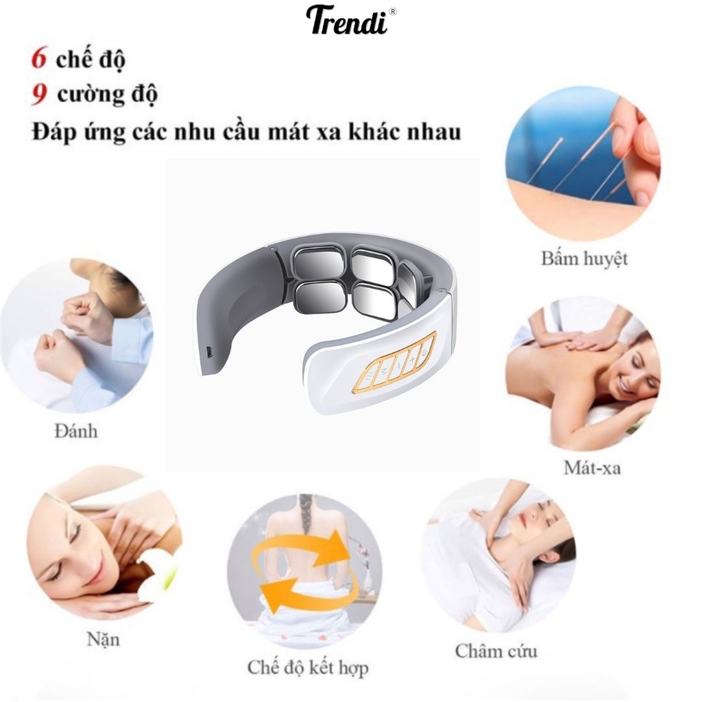 Máy Massage Cổ Cao Cấp Mát xa Cổ 6 ĐIỆN CỰC CHƯỜM NÓNG 42°C - 6 Chế Độ - 9 Cường Độ H908