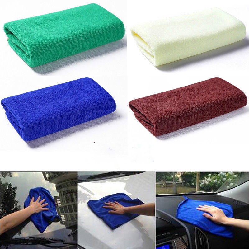 Set 2 Khăn Lau Xe Hơi / Nhà Bếp / Xe Máy Bằng Vải Vi Sợi Mềm Mại Thấm Hút Tốt