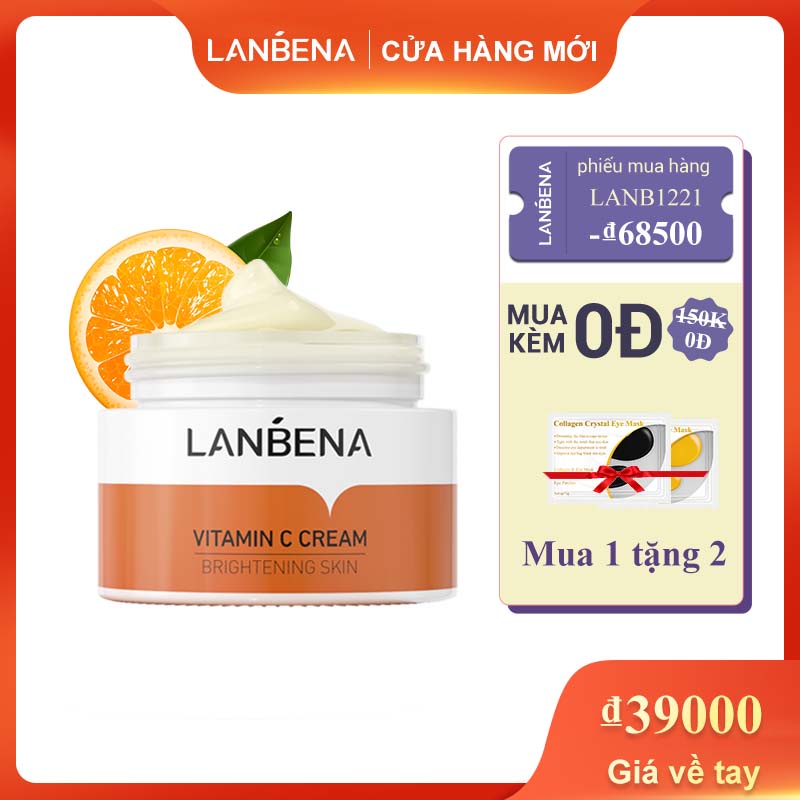 Kem vitamin C LANBENA dưỡng trắng da Làm sáng da Loại bỏ tàn nhang Cải thiện làn da xỉn màu Làm mới làn da 50g