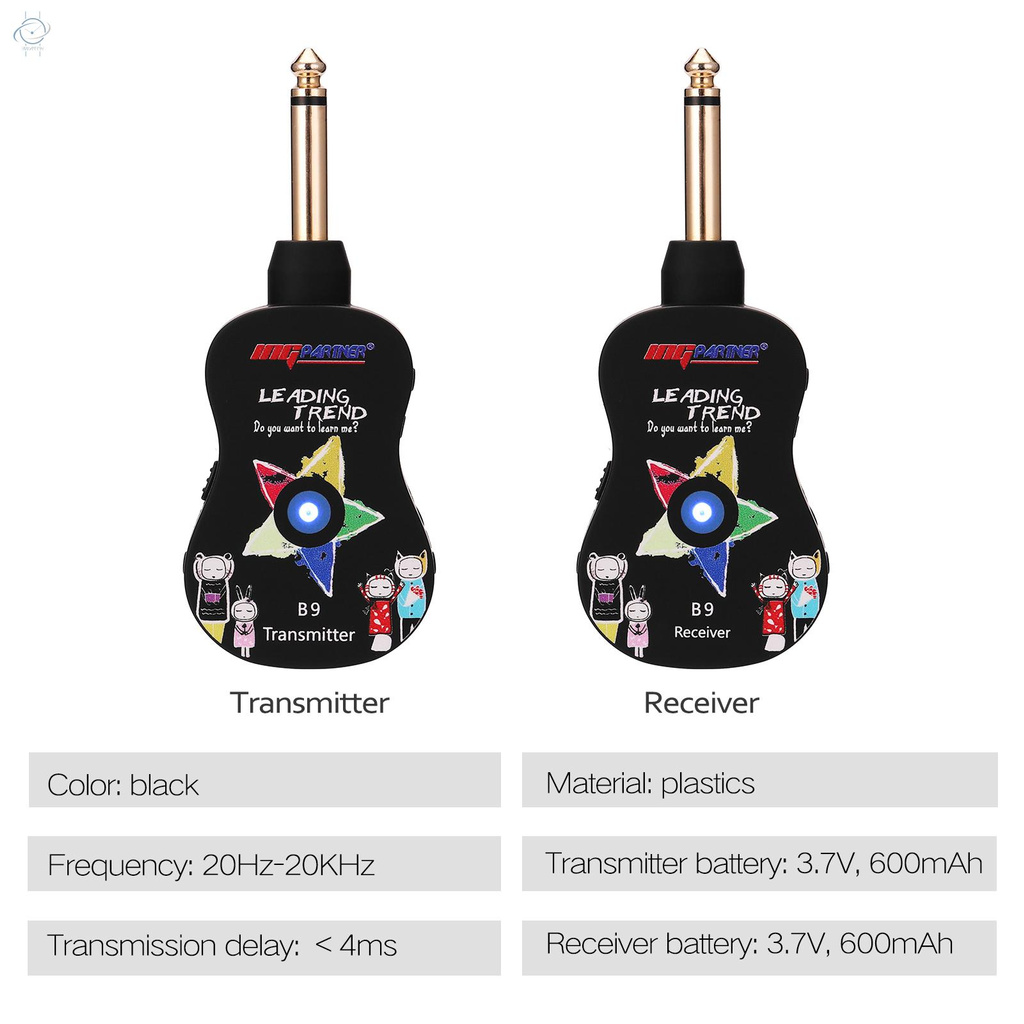 ♫B9 Wireless Guitar System Rechargeable 4 Channels Guitar Transmitter Receiver Set Electric Guitar Bass Pick Up