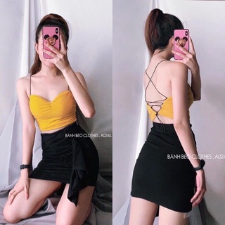 Áo đan dây lưng sexy có mút ngực.