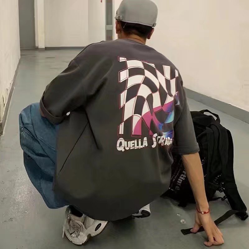 Áo Thun Tay Ngắn Cổ Tròn In Chữ Đơn Giản Thời Trang Phong Cách Hàn Quốc Cho Nam Size S-5XL