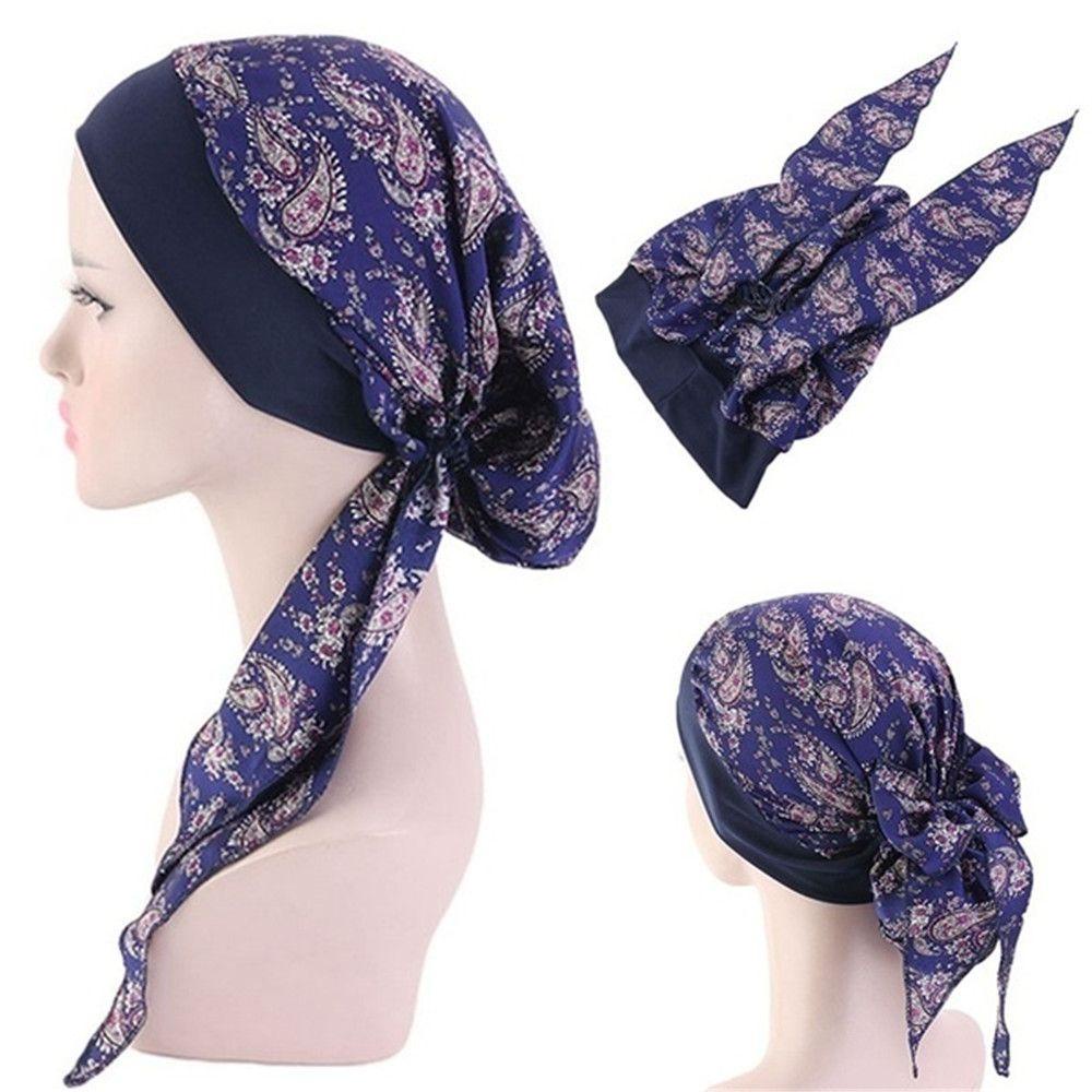 ORIENTLII Khăn Turban Trùm Đầu Co Giãn In Họa Tiết Dành Cho Phụ Nữ Hồi Giáo